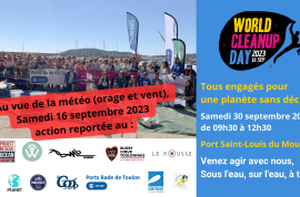 Collecte World Clean Up day - Dans l'eau, sur l'eau, à terre - Port St-Louis du Mourillon - Toulon